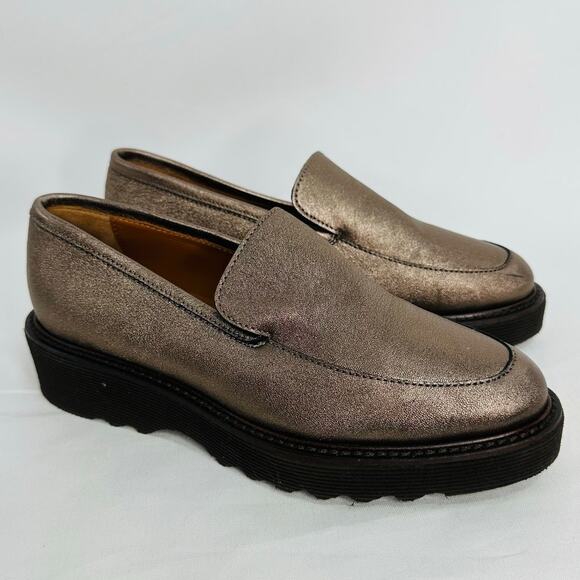 Aquatalia Kelsey Weatherproof Loafers Metallic Silver Suede size 5 - Picture 3 of 9